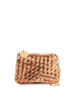 Sunset Woven Key Ring Pouch, Rose Gold
