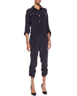 Womens Silk Cargo Pant Jumpsuit   Milly   Black (4)