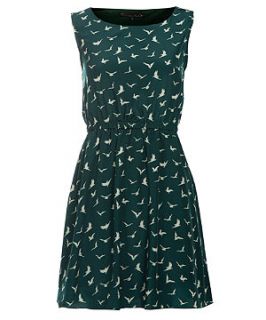 Mela Green Bird Print Dress