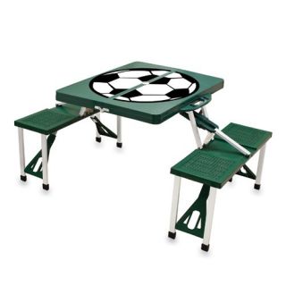 Picnic Time Hunter Green Folding Picnic Table With Soccer Imprint   Picnic Tables