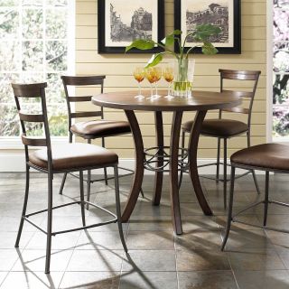 Hillsdale Cameron 5 Piece Counter Height Round Wood Dining Table Set with Ladder Back Chairs   Kitchen & Dining Table Sets