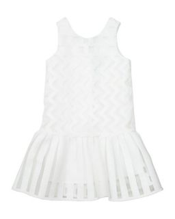Milly Minis Illusion Fil Coupe Dress, White, Size 2 7
