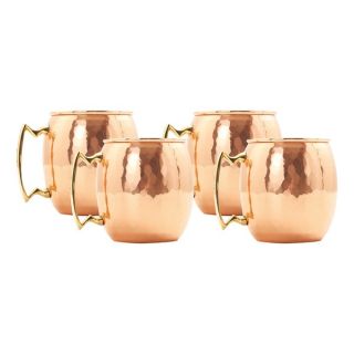 Old Dutch Solid Copper16 oz. Unlined Hammered Moscow Mule Mugs (Set of