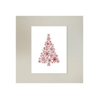 Red Snowflake Tree Poster Gallery Painting Print by Americanflat