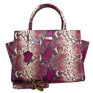 Leatherbay Italian Leather Alba Snake Print Handbag   17295332
