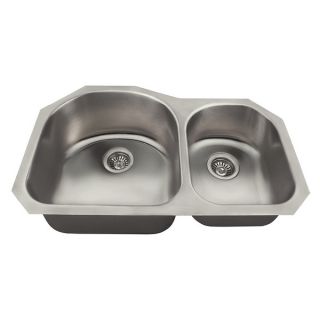Polaris Sinks PL1301US Offset Double Bowl Stainless Steel Kitchen Sink