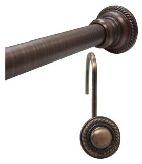 Elegant Home Fashions Finial Rod   Rubbed Bronze/Hook Round   Shower Curtain Hooks & Rods