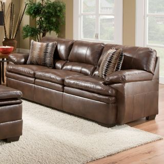 Simmons Upholstery Editor Bonded Leather Sofa   Brown   Sofas & Loveseats