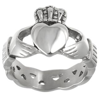 Vance Co. Stainless Steel Mens Celtic Claddagh Ring  