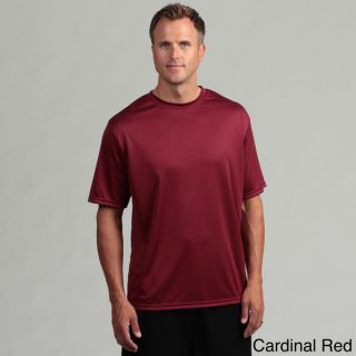 Mens Performance Moisture Wicking Crew Shirt with Hemmed Button and