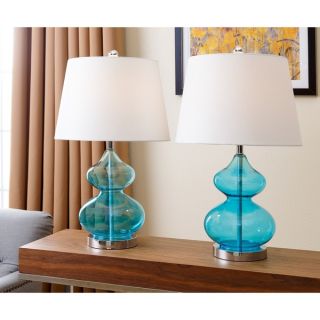 ABBYSON LIVING Sophia Turquoise Glass Table Lamp (Set of 2