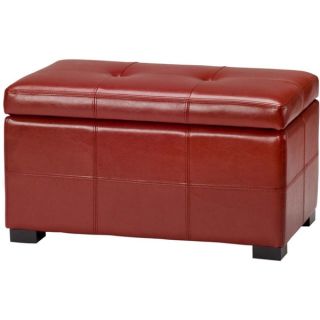 Safavieh Maiden Tufted Red Bicast Leather Storage Bench  