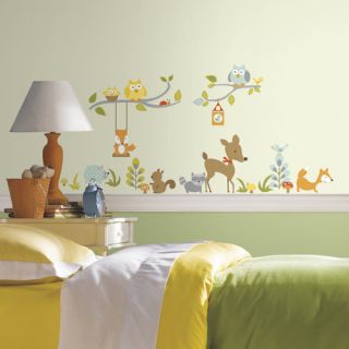 Room Mates 52 Piece Woodland Fox with Friends Peel and Stick Wall