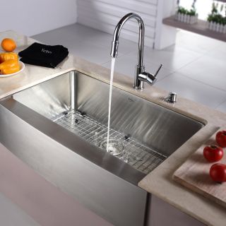 Kraus KHF200 33 KPF1622 KSD30CH Single Basin Farmhouse Kitchen Sink with Faucet   Kitchen Sinks