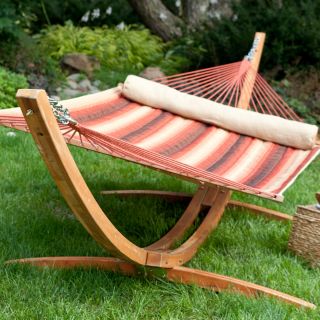 Island Bay Dura Weave 13 ft. Quilted Hammock with Shorea Wood Arc Stand