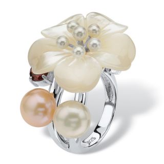 PalmBeach Cultured Freshwater Pearl Pink Mother Of Pearl Marcasite
