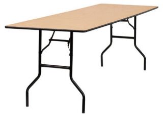 Rectangular Folding Banquet Table with Clear Coated Finished Top   96 in.   Folding Tables & Chairs