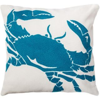 C and F Enterprises 20 in. Square Embroidered Indoor/Outdoor Pillow   Crab Aqua   Outdoor Pillows