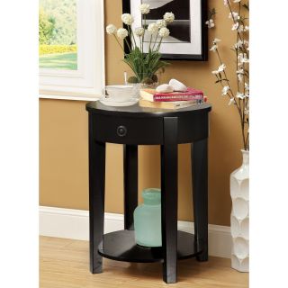 Furniture of America Round Side Accent Table with Storage Drawer   End Tables