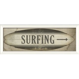 Surfing Right Surfboard Sign Framed Graphic Art by The Artwork Factory