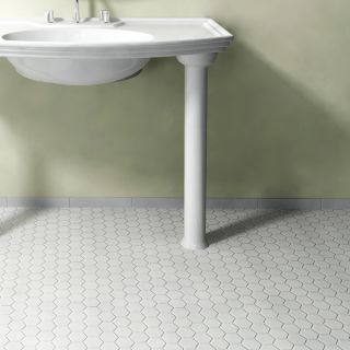 SomerTile 10.5x11 inch Victorian Hex Glossy White Porcelain Mosaic