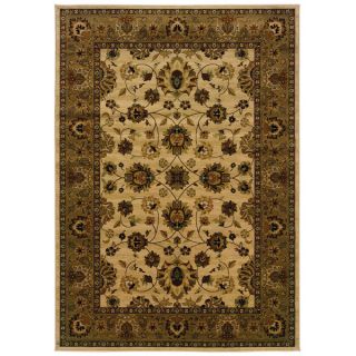 Traditional Ivory/ Brown Area Rug (910 x 1210)  