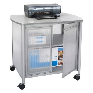 Safco Impromptu Deluxe Machine Stand with Doors   Gray   Computer Carts