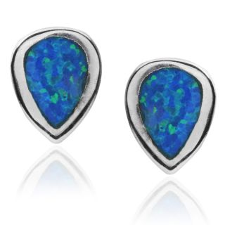 Journee Collection Sterling Silver Opal Tear drop Stud Earrings