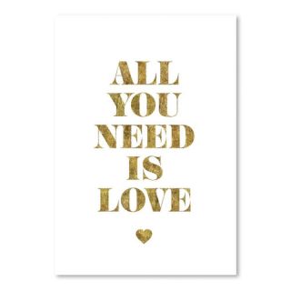 Motivated All You Need Is Love Textual Art in Gold
