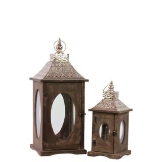 Urban Trends 4 Piece Wood Square Lantern Set