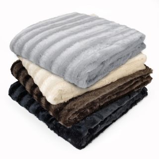 Madison Park York Polyester Brushed Long Fur Knitted Throw   15574045