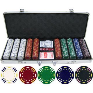 500 Piece Triple Striped Clay Poker Chip Set by JP Commerce