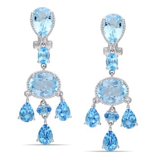 Miadora Sterling Silver 19ct TGW Blue Topaz Dangle Earrings