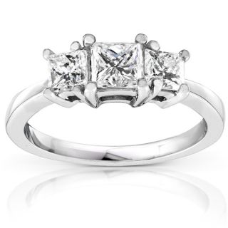 Annello Platinum 1ct TDW Princess Diamond 3 stone Ring (H I, SI1 SI2