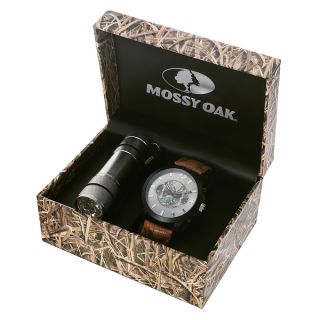 Mossy Oak Mens MOW070GU LW SET Camo Brown Watch with Flashlight Key