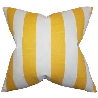 Acantha Stripes Yellow Feather Filled 18 inch Throw Pillow
