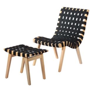 Mod Made Woven Black Lounge Chair and Ottoman