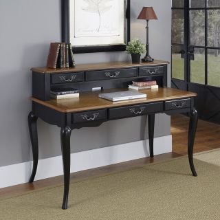 Home Styles French Countryside Oak and Rubbed Black Executive Desk   Desks