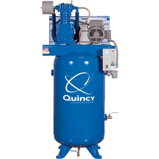 Quincy QT-5 Splash Lubricated Reciprocating Air Compressor — 5 HP, 208 Volt, 3 Phase, 80 Gallon Vertical, Model# 253DS80VCB20  80   100 Gallon, 5 HP Vertical Air Compressors