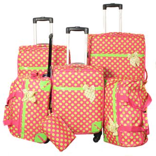 World Traveler Polka Dot Delight 6 piece Pink and Green Expandable