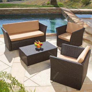 Christopher Knight Home Brown 4 piece All weather Wicker Patio