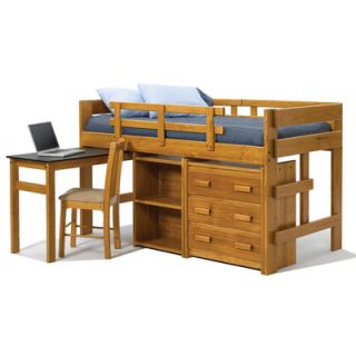 Chelsea Home Twin Mini Low Loft Bed with Pull Out Desk and Storage