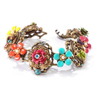 Sweet Romance Bronze Mayan Garden Flower Link Bracelet