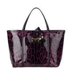 Dolce & Gabbana Purple Animal Print Varnished Leather Shopper Bag