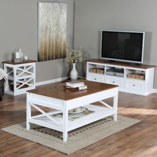 Belham Living Hampton Living Room Collection   White/Oak   Coffee Tables