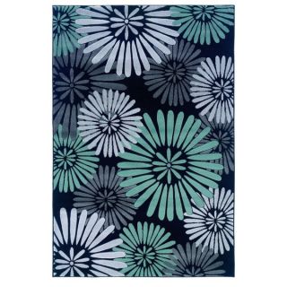 Oh Home Milan Collection Black/ Turquoise Area Rug (110 x 210