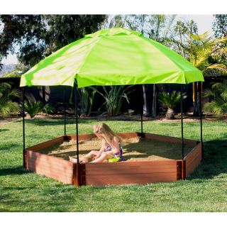 Frame It All One Inch Series Composite Hexagon Sandbox Kit with Canopy and Cover