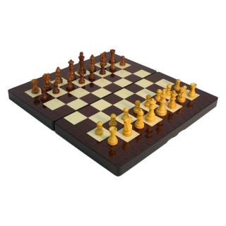 15 in. High Gloss Wood Grain Folding Chess and Backgammon Set   Backgammon Sets