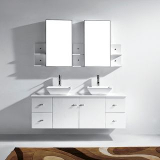 Virtu USA Clarissa 61 inch White Double Sink Bathroom Vanity Set