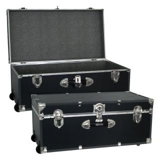 Locking Trunk with Wheels Black   Storage Chests & Trunks
